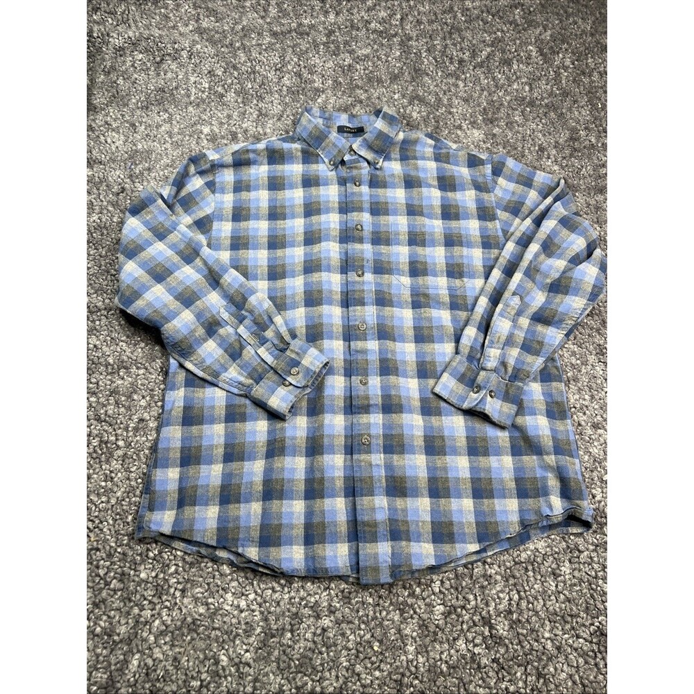 Pendleton Landry Men's XL Shirt Long Sleeve Button Down Blue Gray Plaid